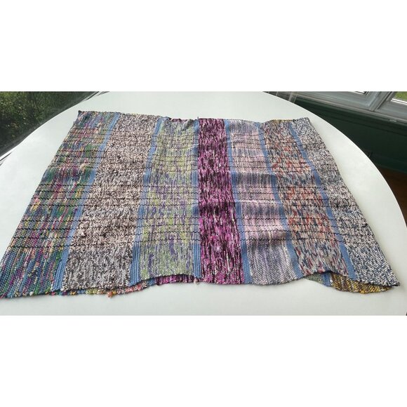 Vintage 60s kilim, handmade rag rug, blue, green, purple entryway or kitchen run - Picture 6 of 10